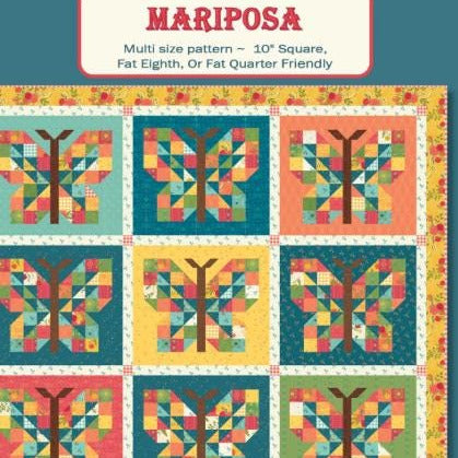 Mariposa Quilt Pattern, Anka's Treasures ANK361, Fat Quarters Eighths Layer Cake Friendly Butterfly Butterflies Throw Bed Quilt Pattern