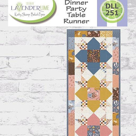 Dinner Party Table Runner Quilt Pattern, Designs by Lavender Lime DLL251, Charm Pack Friendly Table Quilt Pattern