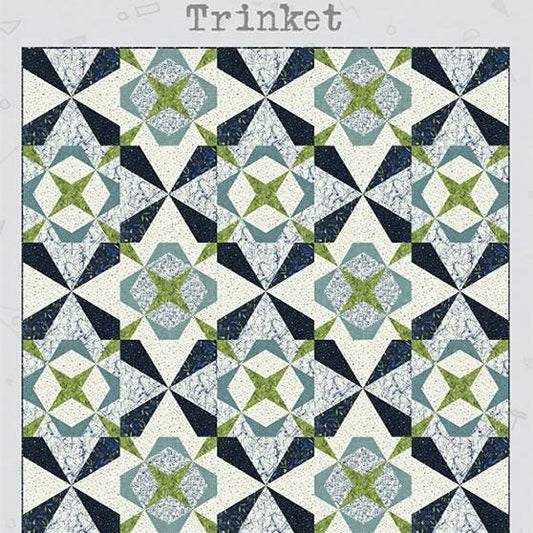 Trinket FPP Quilt Pattern, Janet Clare JC245, Yardage Friendly Foundation Paper Piecing Oversized Throw Square Bed Quilt Pattern