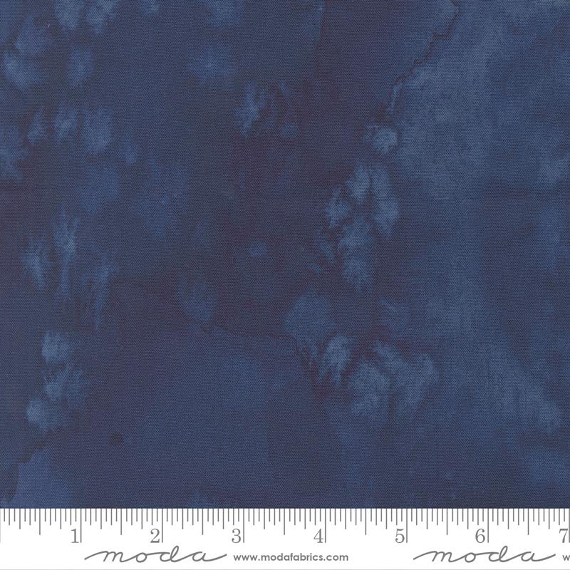 Soulstice Flow - Navy Blue Tonal Watercolor Wash Blender Fabric, Moda 8433 139 Night, Create Joy, By the Yard