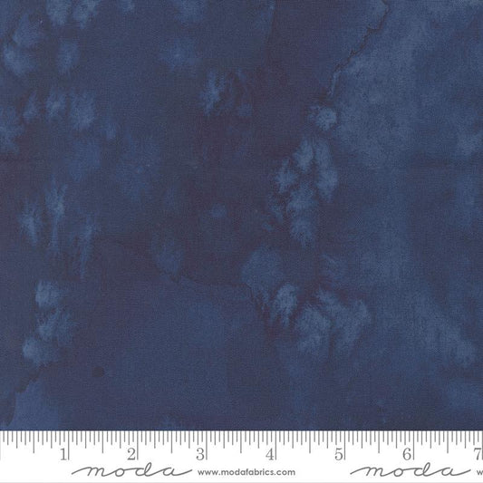Soulstice Flow - Navy Blue Tonal Watercolor Wash Blender Fabric, Moda 8433 139 Night, Create Joy, By the Yard