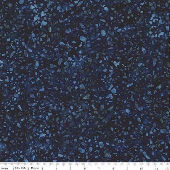 Expressions Batiks Elementals Terrazzo - Indigo Dye Dark Blue Batik Fabric, Riley Blake BT21800-298, Mottled Tonal Batiks, By the Yard
