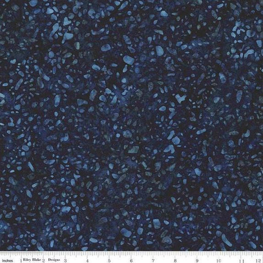 Expressions Batiks Elementals Terrazzo - Indigo Dye Dark Blue Batik Fabric, Riley Blake BT21800-298, Mottled Tonal Batiks, By the Yard