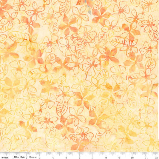 Expressions Batiks A New Day - Pastel Peach Orange Tonal Floral Batik Fabric, Riley Blake BT23290-231 Peach Cupcake, By the Yard