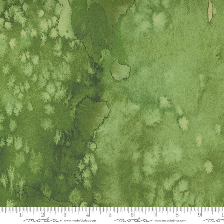Flow - Fern Green Tonal Watercolor Wash Blender Fabric, Moda 8433 47, Create Joy, By the Yard