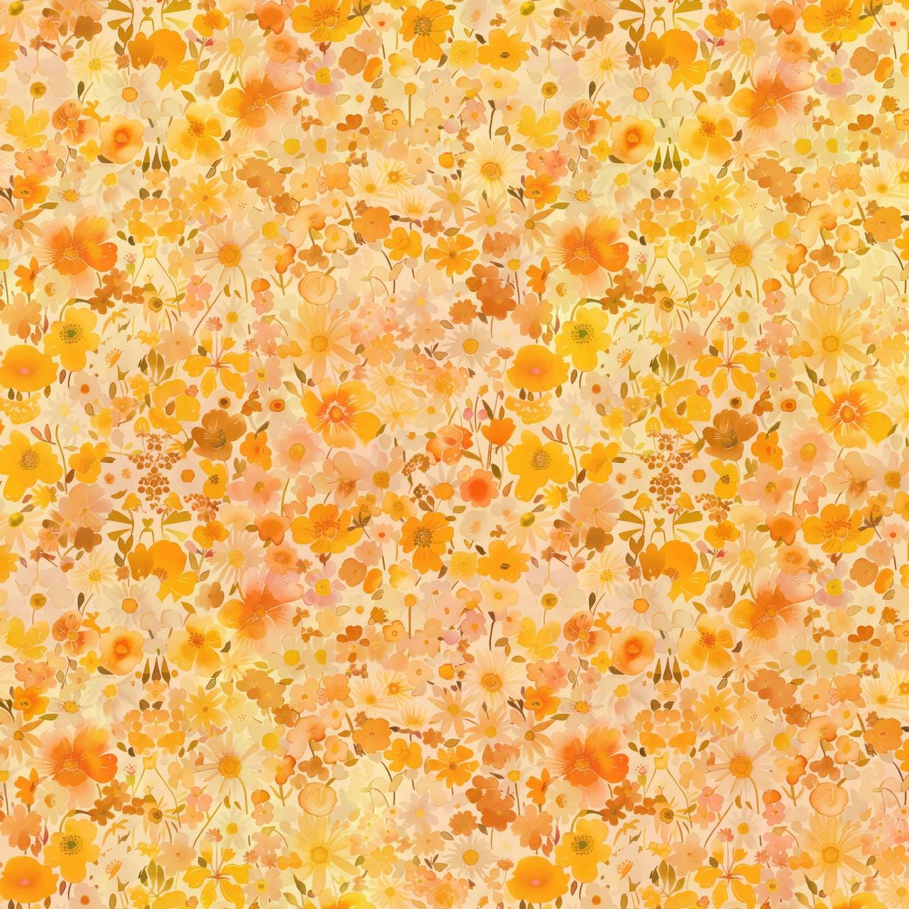 Blooming Day and Night - Packed Gold Yellow Flowers Fabric, In the Beginning IBF9BDN-1 Gold, Yellow Floral Blender Fabric, Jason Yenter