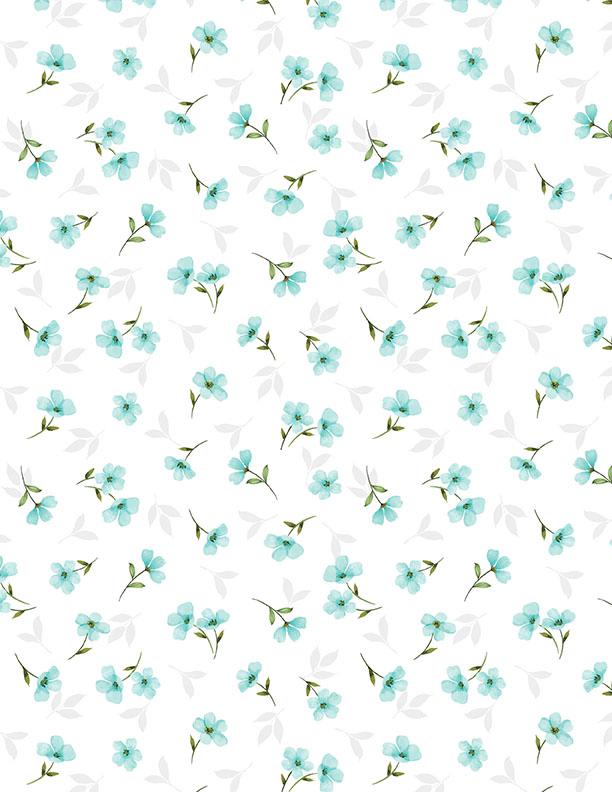 Gentle Meadow 5 Karat Crystals, Wilmington Prints 884-508, Precut 5" Blue Yellow Floral Fabric Squares Charm Pack, Lola Molina