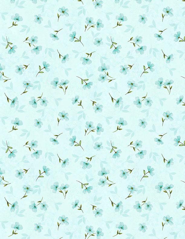 Gentle Meadow 5 Karat Crystals, Wilmington Prints 884-508, Precut 5" Blue Yellow Floral Fabric Squares Charm Pack, Lola Molina