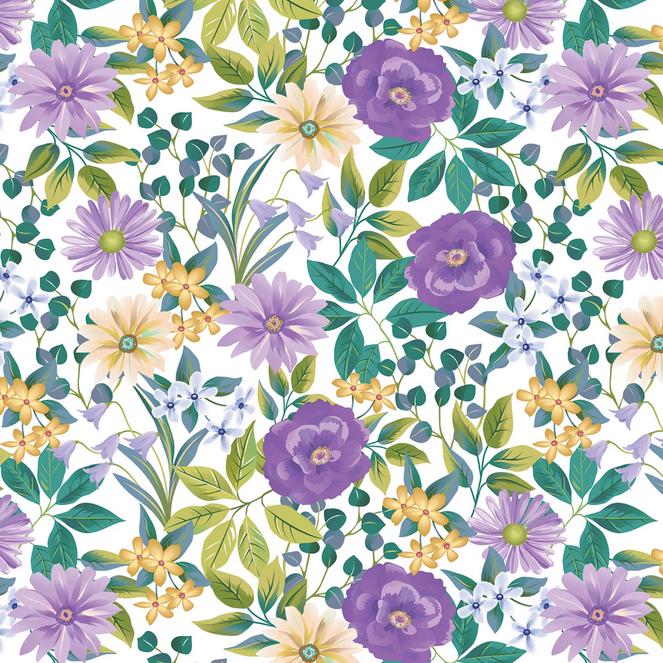 Veronica's Garden 20 Fat Quarter Bundle, Benartex FQVERPK, Teal Yellow Purple Navy Floral 18 x 22 Fabric Cuts