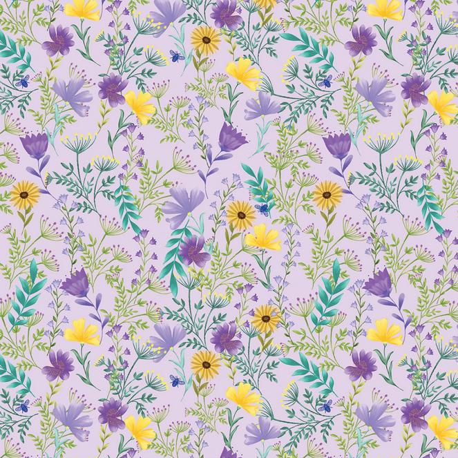 Veronica's Garden 20 Fat Quarter Bundle, Benartex FQVERPK, Teal Yellow Purple Navy Floral 18 x 22 Fabric Cuts