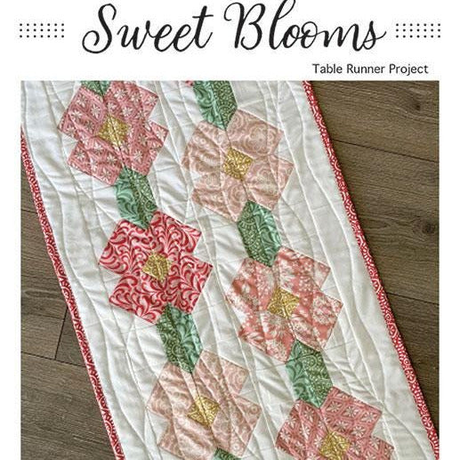 Sweet Blooms Table Runner Quilt Pattern, Branch and Blume BNB2506, Yardage Friendly Star Table Runner Quilt Pattern, Chrissy Lux