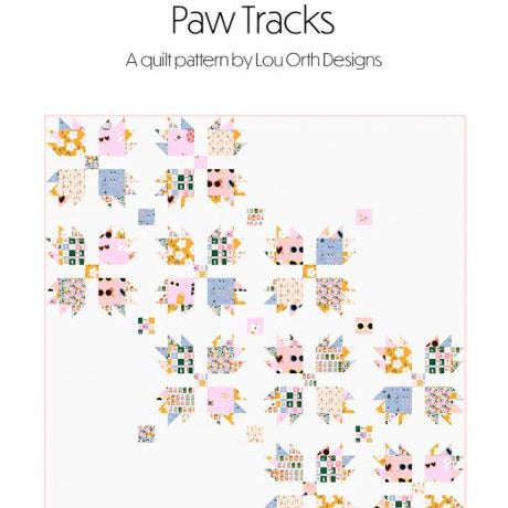 Paw Tracks Quilt Pattern, Lou Orth Designs LO18, Precuts Scraps Friendly Bear Paw Baby Lap Bed Quilt Pattern