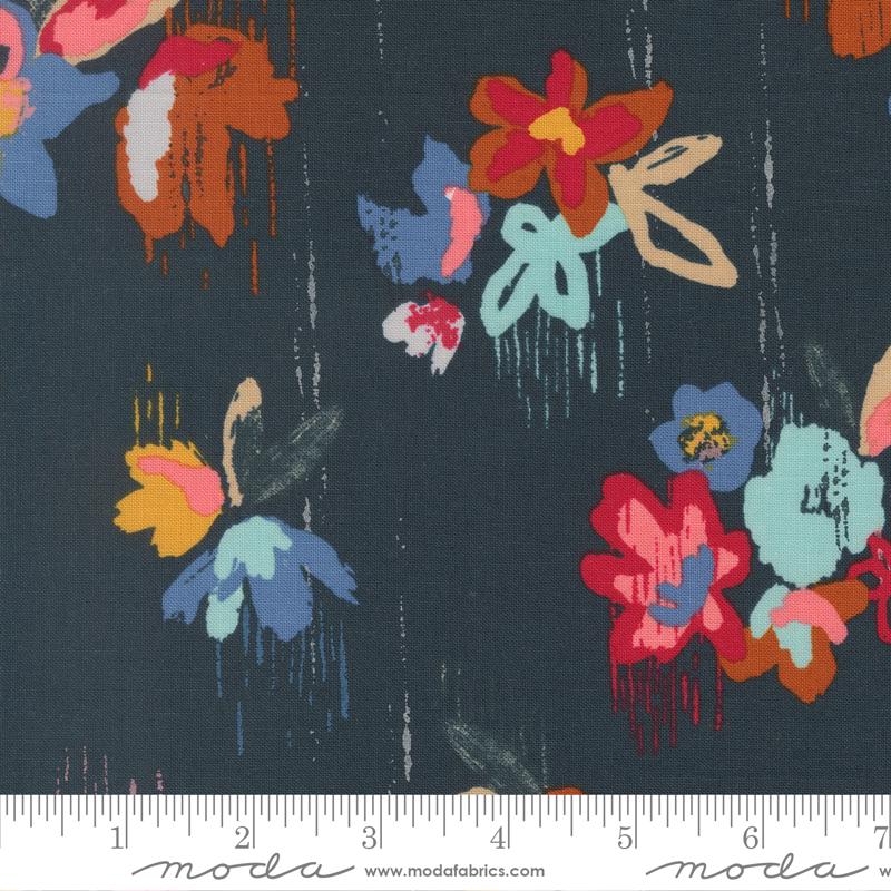 Boho Haven 10" Layer Cake, Moda 45640LC, 10" Precut Navy Blue Brown Gold Rust Floral Fabric Squares, Fancy That Design