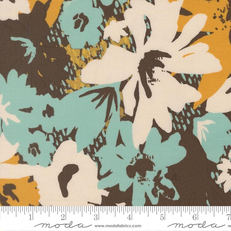 Boho Haven 10" Layer Cake, Moda 45640LC, 10" Precut Navy Blue Brown Gold Rust Floral Fabric Squares, Fancy That Design