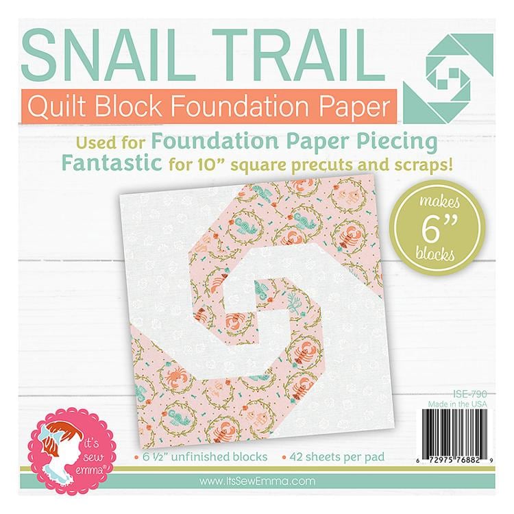 Snail Trail 6" Foundation Papers, It's Sew Emma ISE790, Scrap Friendly Easy Foundation Piecing Papers for Snails Trail Quilt Block, Jolly