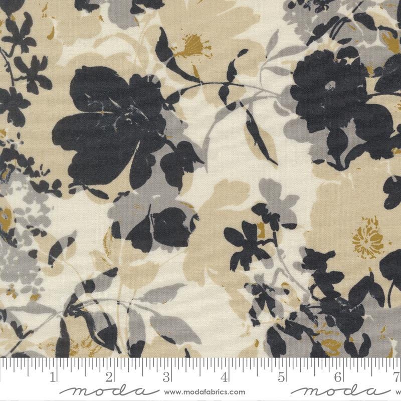 Arabesque 5" Layer Cake, Moda 33830LC, 10" Precut Navy Taupe Beige Gold Blue Amber Floral Fabric Squares, Studio M