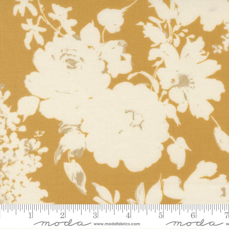 Arabesque 5" Layer Cake, Moda 33830LC, 10" Precut Navy Taupe Beige Gold Blue Amber Floral Fabric Squares, Studio M