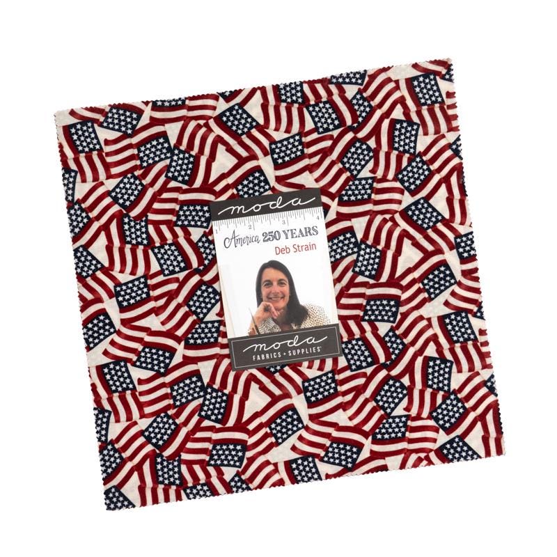 America 250 Years Layer Cake, Moda 56180LC, 10" Precut Independence Day Patriotic Layer Cake Fabric Squares, Deb Strain