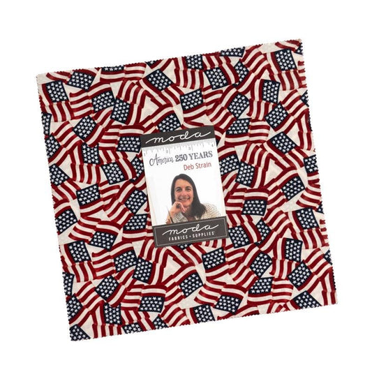 America 250 Years Layer Cake, Moda 56180LC, 10" Precut Independence Day Patriotic Layer Cake Fabric Squares, Deb Strain