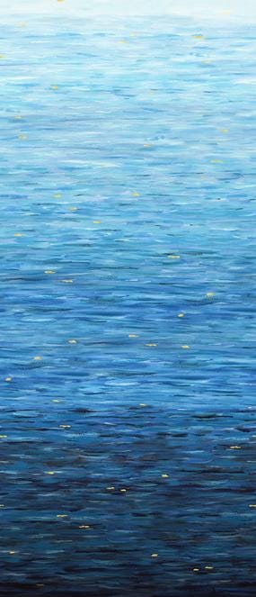 REMNANT 2 Yards 30" of Go With the Flow - 108" Sapphire Watercolor Blue Tonal Ombre Wide Back Fabric, Studio E 8834S-75, Wide Quilt Backing
