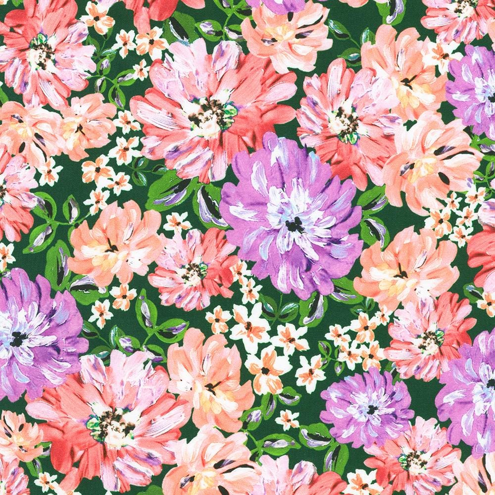 Painterly Petals Valley Ten Square, Robert Kaufman TEN-1441-42, 10" Precut Multicolored Floral Fabric Squares