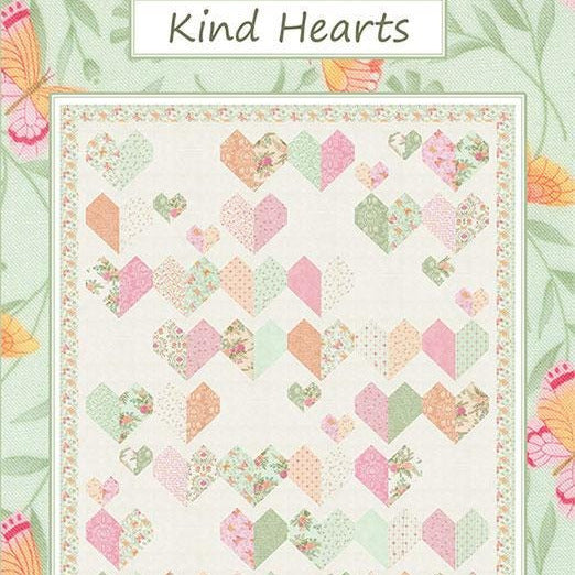 Kind Hearts Quilt Pattern, Coach House Designs CHD2519, Layer Cake Friendly Valentine Wedding Love Hearts Lap Throw Quilt Pattern
