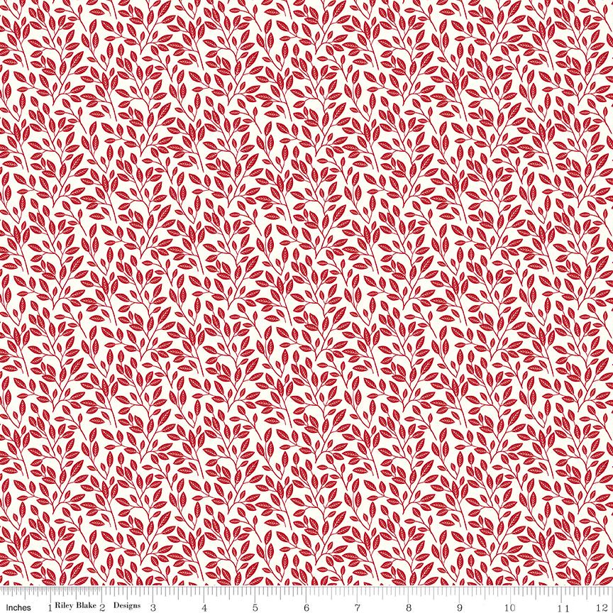 Radiant Ruby 5" Stacker, Riley Blake 5-17260-42, 5" Precut Red White Floral Quilt Fabric Squares, DAni Mogstad