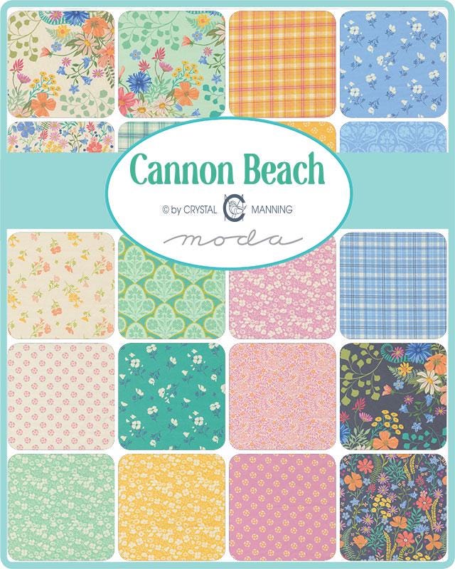Cannon Beach 5" Charm Pack, Moda 11970PP, 5" Precut Multicolored Floral Charm Pack Fabric Squares, Crystal Manning