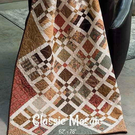 Classic Mosaic Quilt Pattern, Antler Quilt Design AQD0308, Fat Quarter FQ Friendly Nine Patch Throw Quilt Pattern