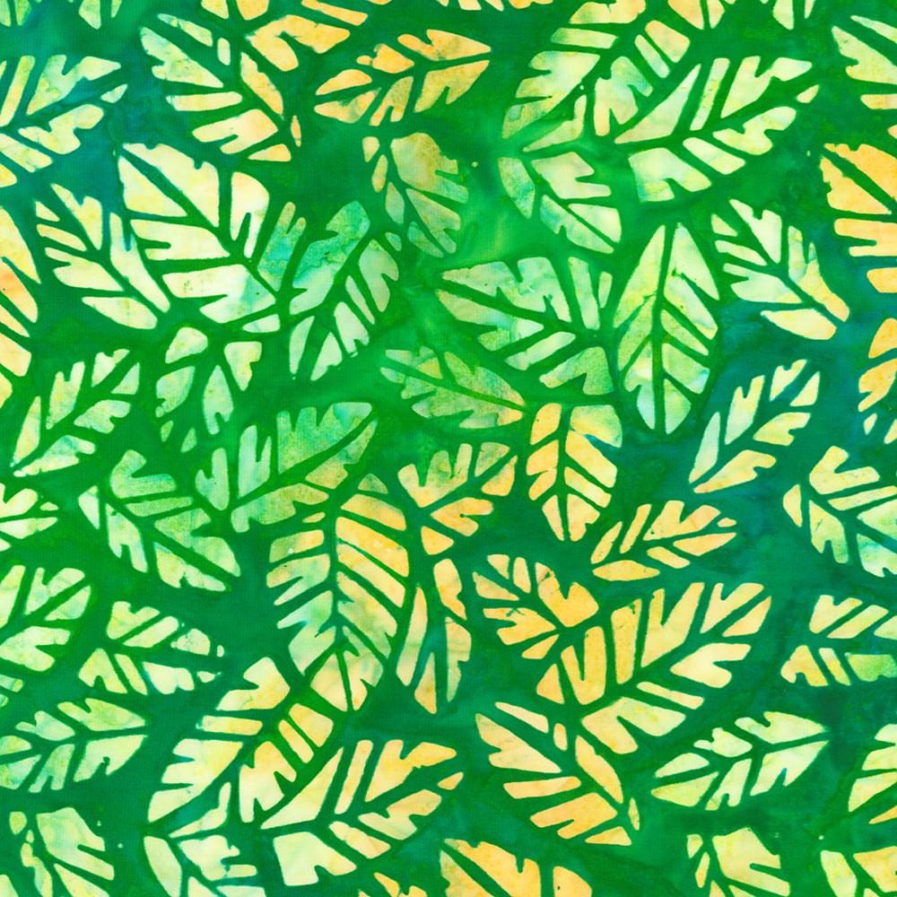 Artisan Batiks Tropical Breeze Charm Squares, Robert Kaufman CHS-1322-42, Precut 5" Blue Green Yellow Leaves Batik Charm Pack Fabric Squares