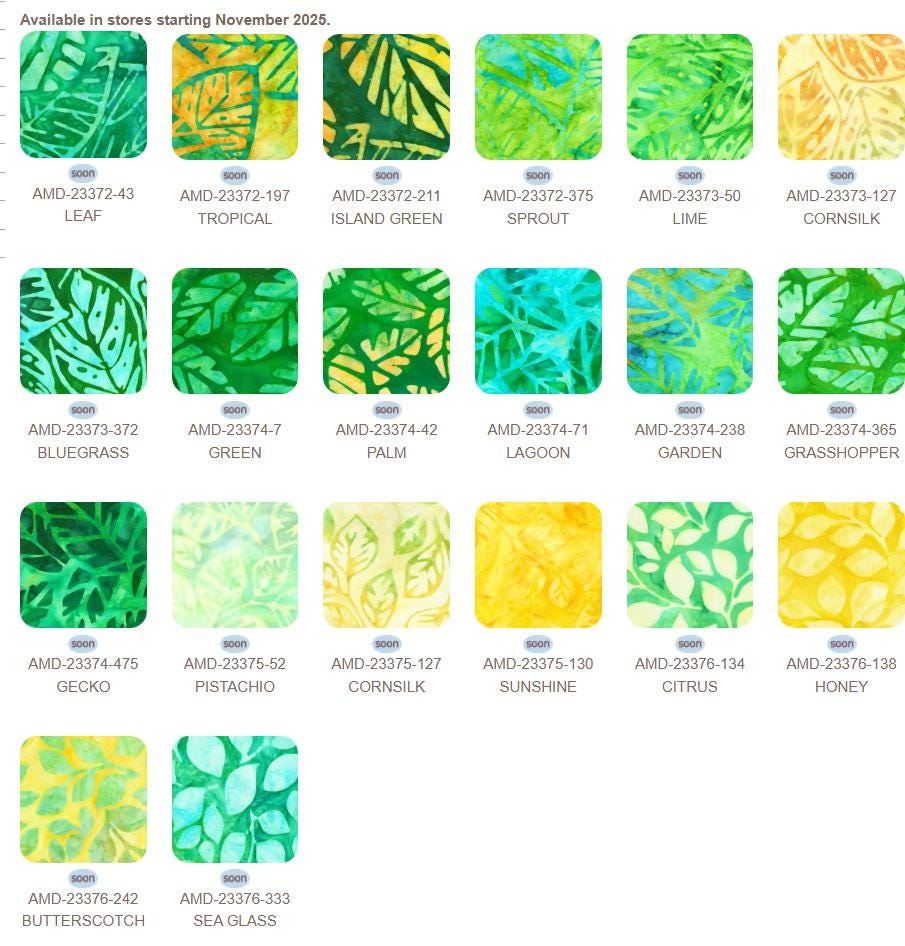 Artisan Batiks Tropical Breeze Roll Up, Robert Kaufman RU-1334-40, 2.5" Precut Green Yellow Blue Batik Fabric Strips