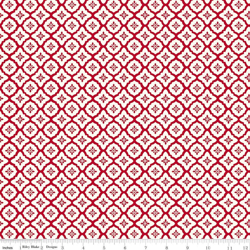Radiant Ruby Rolie Polie, Riley Blake RP-17260-40, Precut 2.5" Red White Floral Fabric Strips, Dani Mogstad