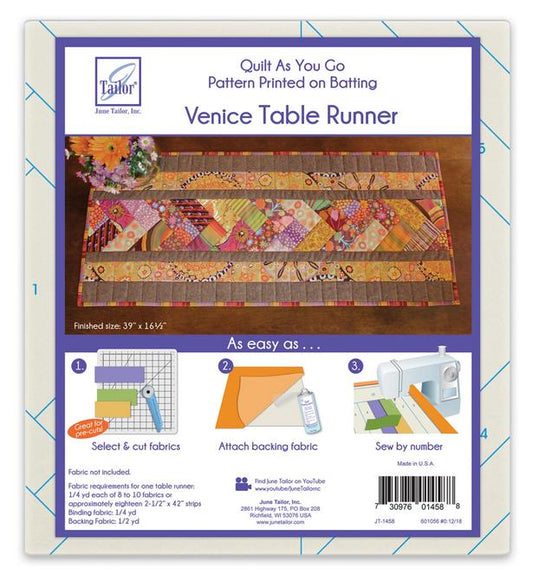 Venice Runner Quilt Pattern, June Tailor JT-1458, Quilt As You Go QAYG Braided Table Runner Pattern, Easy Table Quilt