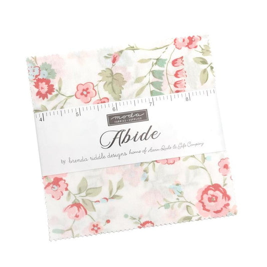 Abide 5" Charm Pack, Moda 18790PP, 5" Precut Pink Blue Green Taupe Floral Charm Pack Fabric Squares, Granny Chic Fabric, Brenda Riddle