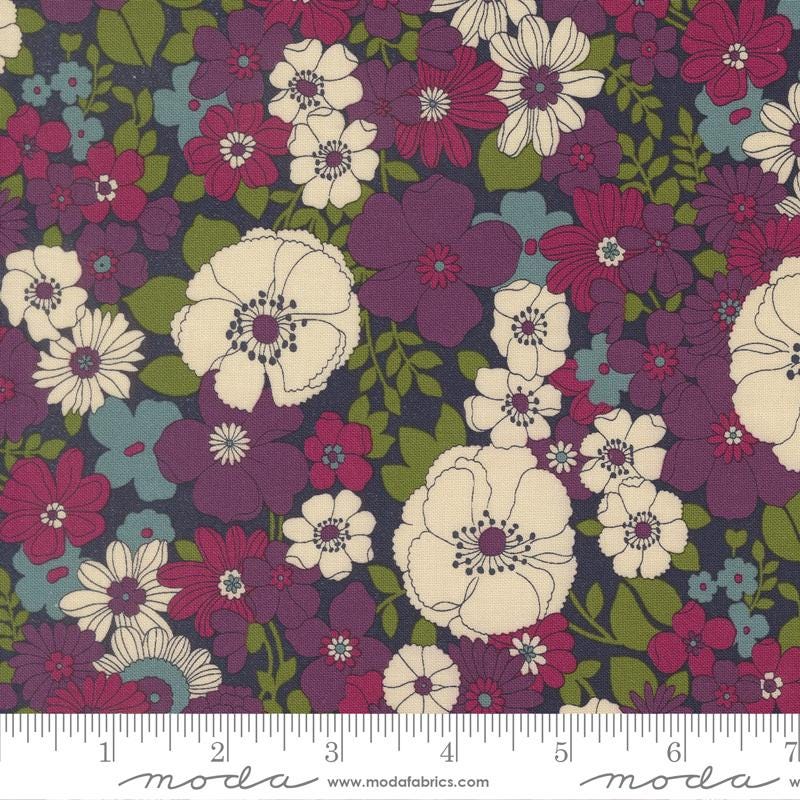 Chelsea Garden 5" Charm Pack, Moda 33850PP, 5" Precut Pink Teal Gold Navy Floral Charm Pack Fabric Squares
