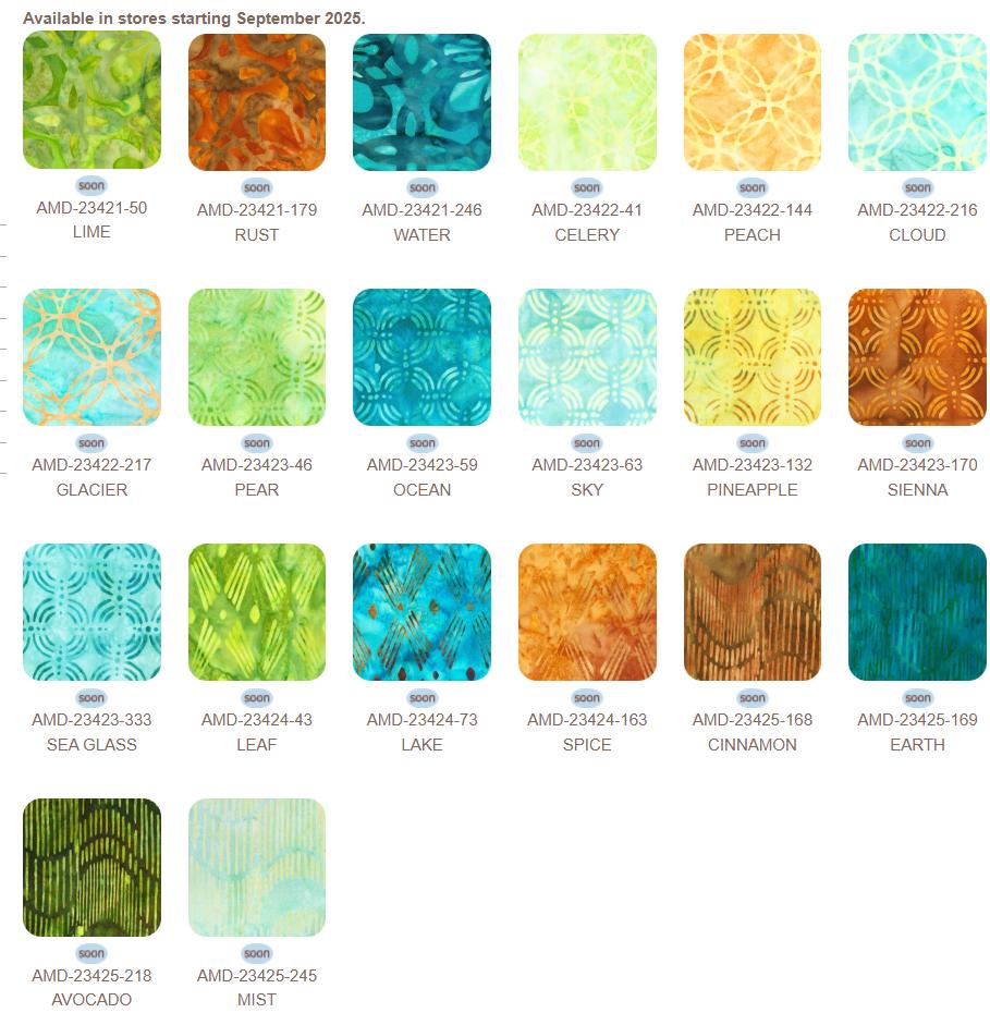 Artisan Batiks - Geo Earth 20 Fat Quarter Bundle, Robert Kaufman FQ-2225-20, Blue Green Rust Geometric Batik Fabric, 18" x 22" Fabric Cuts
