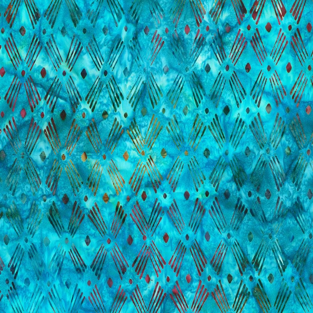 Artisan Batiks - Geo Earth 20 Fat Quarter Bundle, Robert Kaufman FQ-2225-20, Blue Green Rust Geometric Batik Fabric, 18" x 22" Fabric Cuts