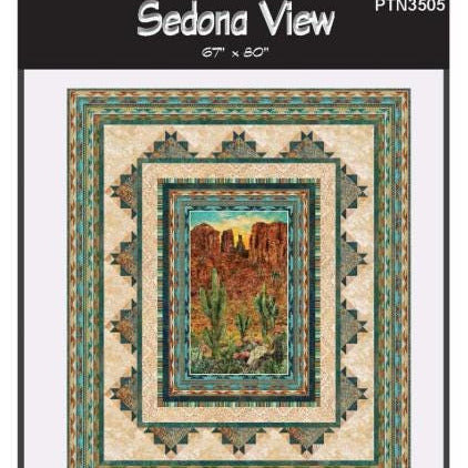 Sedona View Panel Frame Quilt Pattern, Windmill Quilts WMQ130 PTN3505, Fabric Panel Friendly Frame Throw Quilt Pattern