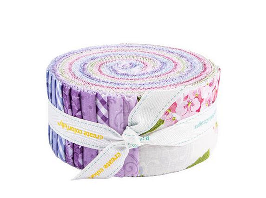 Hydrangeas in the Garden 2.5" Rolie Polie, Riley Blake RP-16830-40, Precut 2.5" Multi Hydrangeas Floral Quilt Fabric Strip Roll, Bosworth