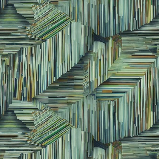 I Walk the Line - 118" Emerald Line Art Green Tonal Geometric Wide Back Fabric, Studio E 8675S-66, Wide Quilt Backing Fabric, By the Yard