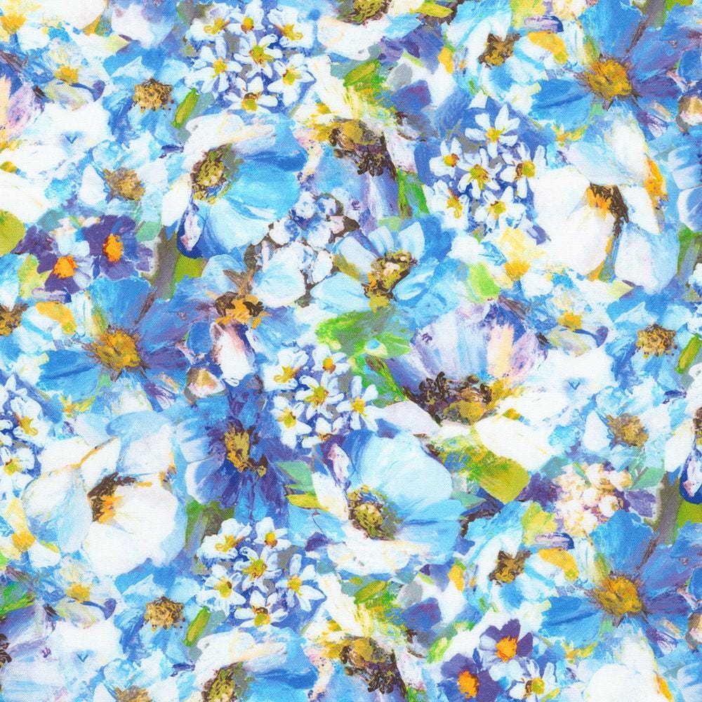 Painterly Petals Valley Charm Squares, Robert Kaufman CHS-1357-42, 5" Precut Multicolored Floral Fabric Squares