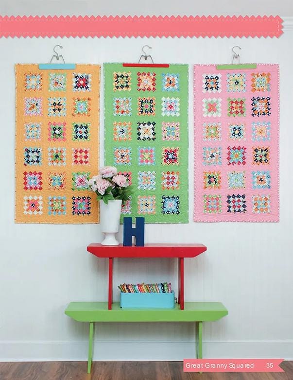 Great Granny Squared Quilt Pattern Book, It's Sew Emma ISE337, Precuts Yardage Friendly Multiple Projects, Lori Holt Bee My Bonnet Pattern