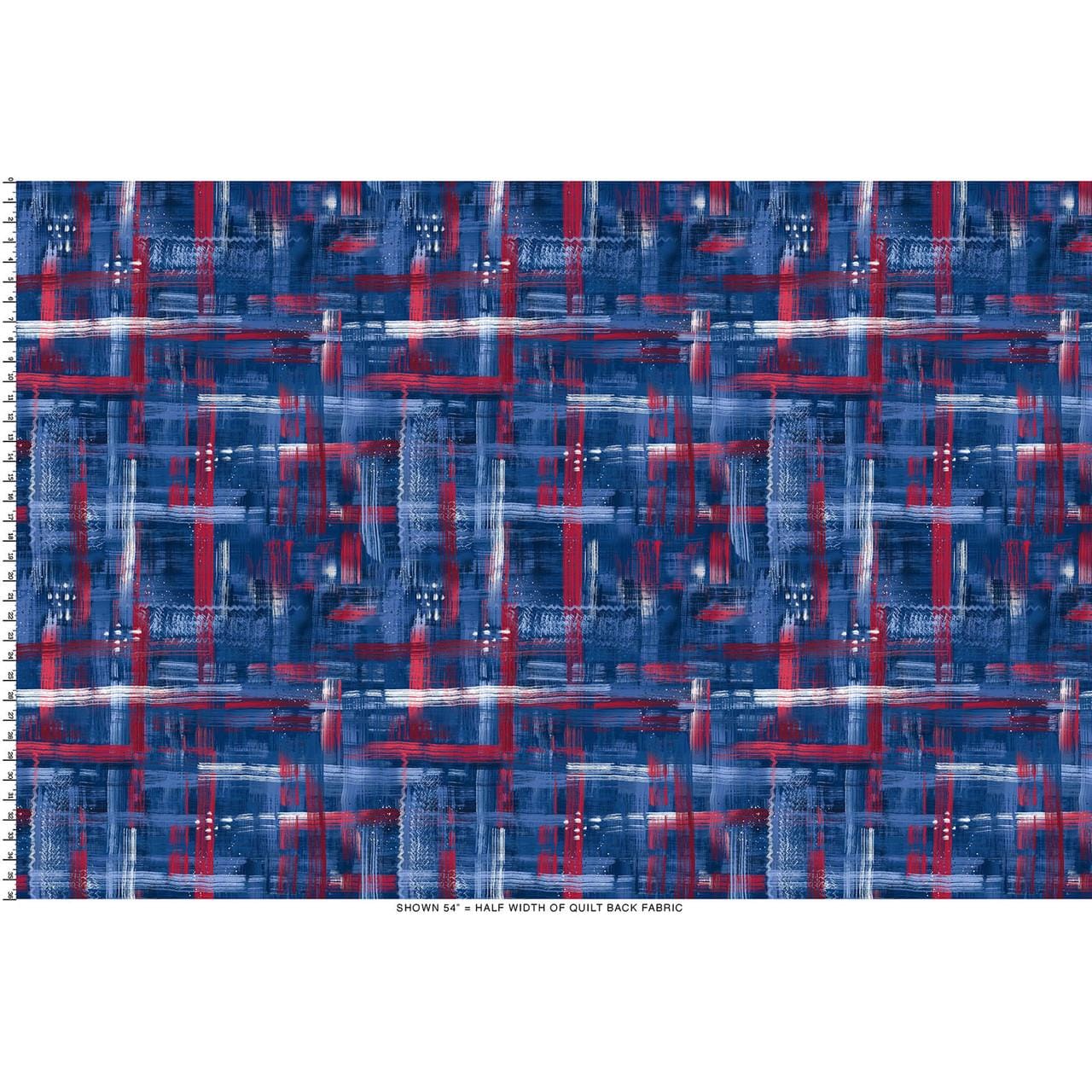 REMNANT 83" x 108" of Colorfield - Blue Patriotic Abstract Wide Quilt Back Fabric, Maywood Studio MASQBD650-RWB2, Wide Quilt Backing