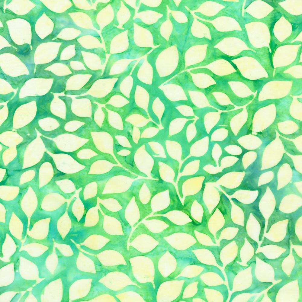 Artisan Batiks Tropical Breeze Charm Squares, Robert Kaufman CHS-1322-42, Precut 5" Blue Green Yellow Leaves Batik Charm Pack Fabric Squares