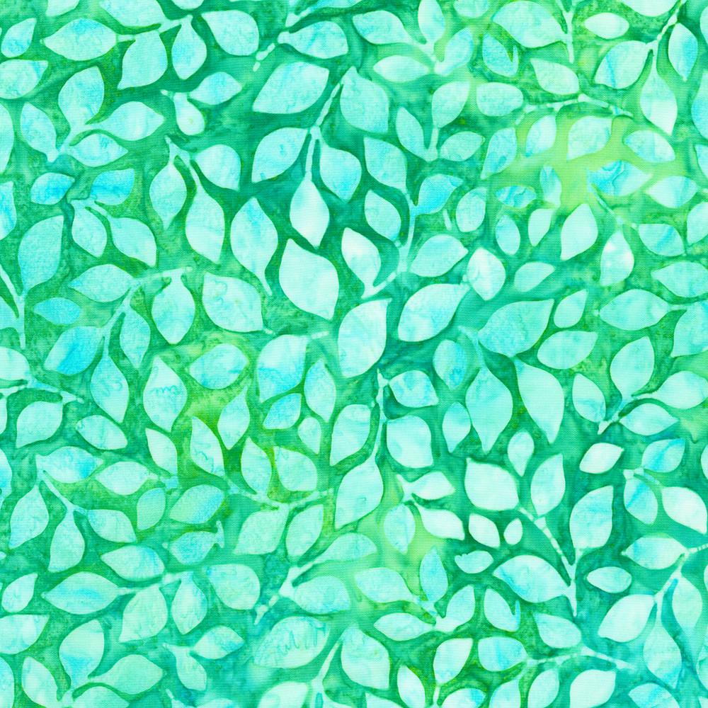 Artisan Batiks Tropical Breeze Charm Squares, Robert Kaufman CHS-1322-42, Precut 5" Blue Green Yellow Leaves Batik Charm Pack Fabric Squares