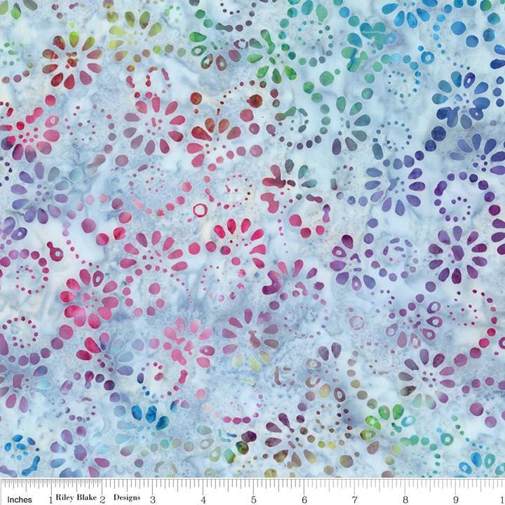 Expressions Batiks - Swirl the Rainbow 5" Stacker, Riley Blake 5-23565-42, 5" Precut Multicolored Batik Fabric Squares