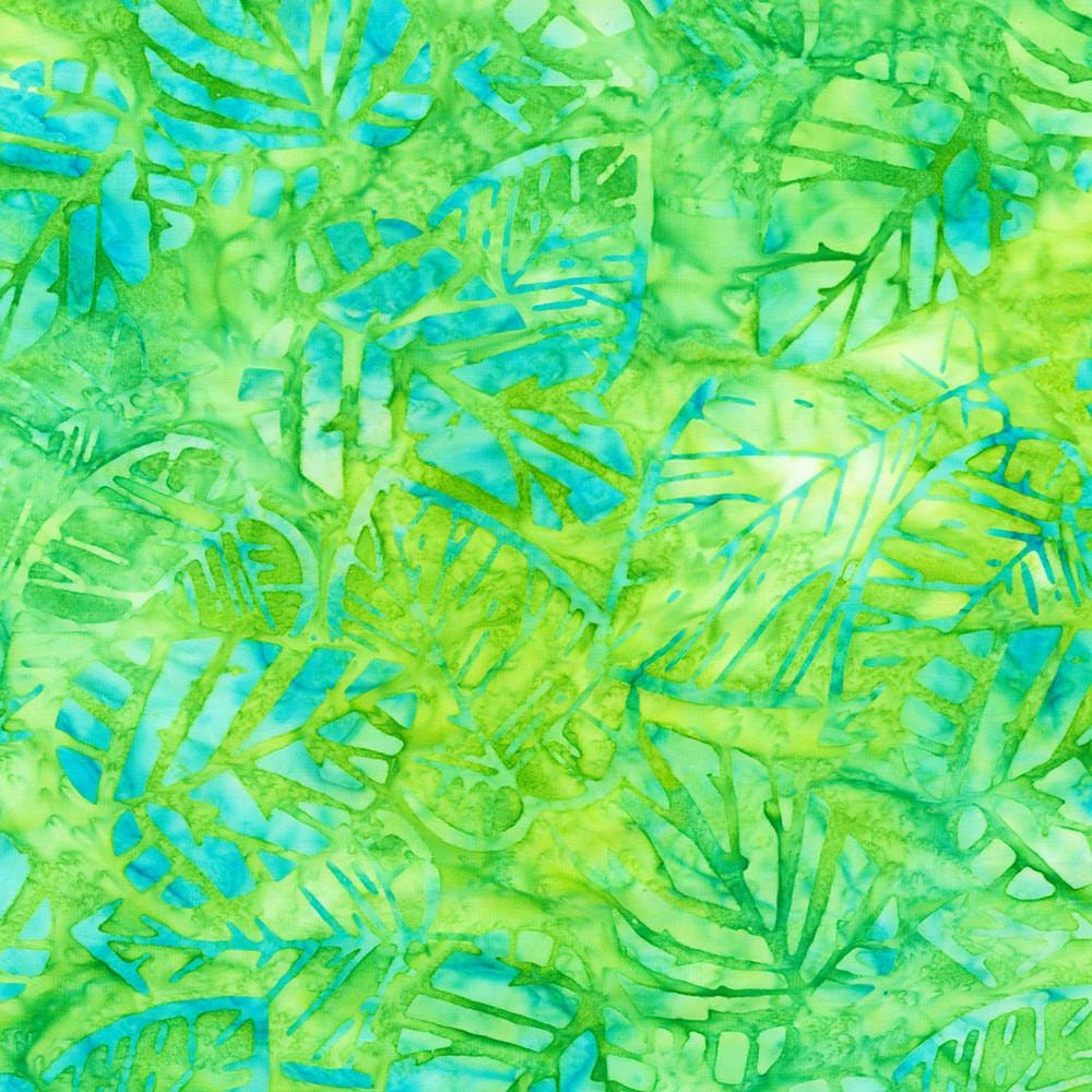 Artisan Batiks Tropical Breeze Roll Up, Robert Kaufman RU-1334-40, 2.5" Precut Green Yellow Blue Batik Fabric Strips