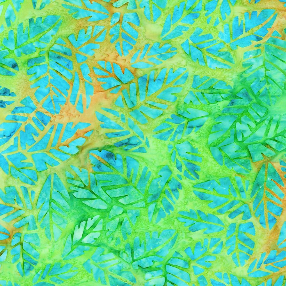 Artisan Batiks Tropical Breeze Roll Up, Robert Kaufman RU-1334-40, 2.5" Precut Green Yellow Blue Batik Fabric Strips