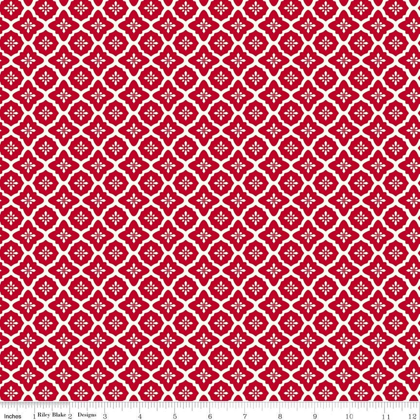 Radiant Ruby Rolie Polie, Riley Blake RP-17260-40, Precut 2.5" Red White Floral Fabric Strips, Dani Mogstad