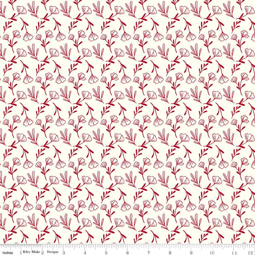 Radiant Ruby Rolie Polie, Riley Blake RP-17260-40, Precut 2.5" Red White Floral Fabric Strips, Dani Mogstad